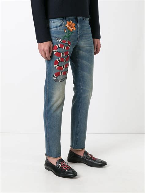 gucci snake pants men|gucci snake embroidered jeans.